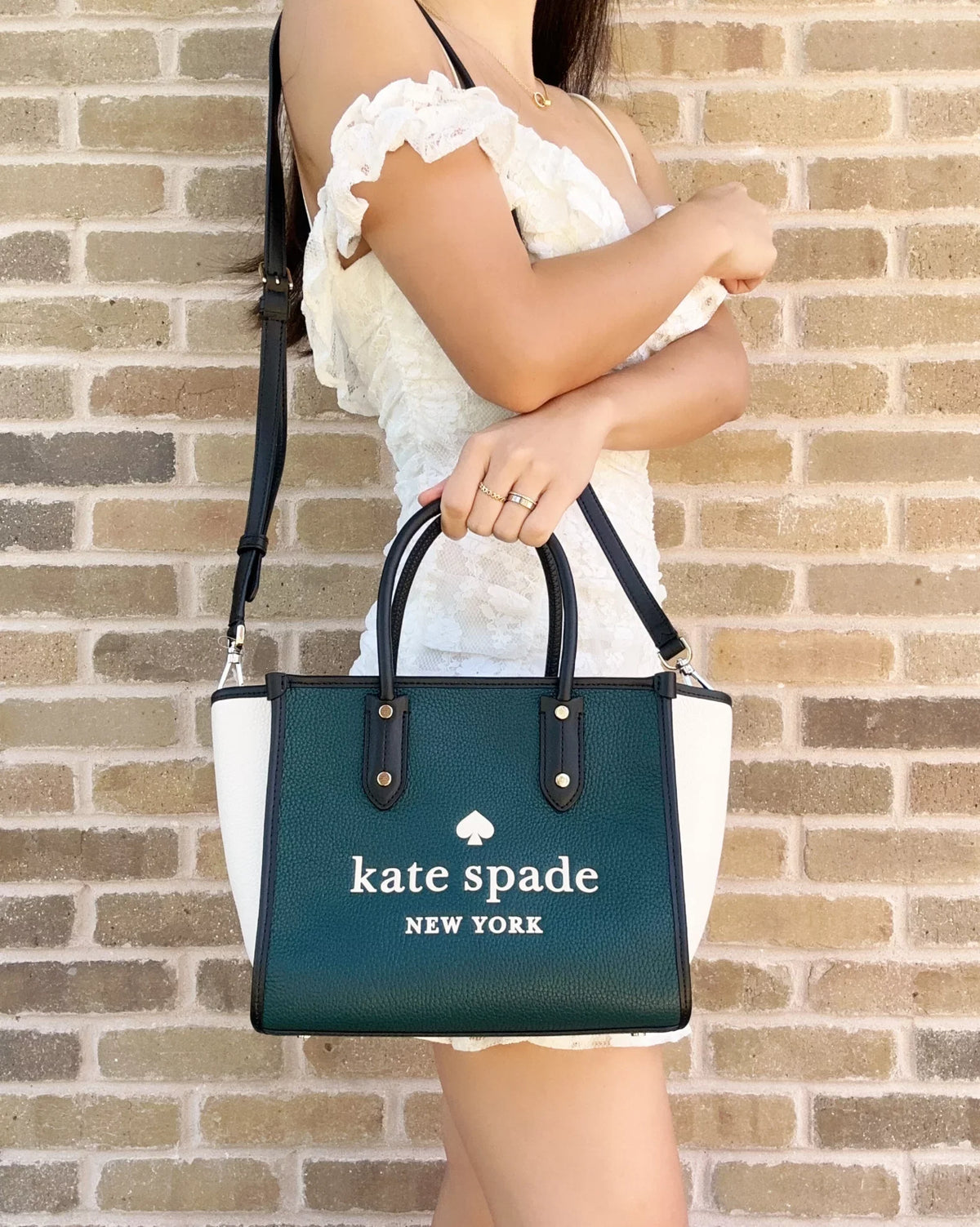 Logo Crossbody Ella Multi Peacock Satchel Small Spade Leather Kate Colorblock