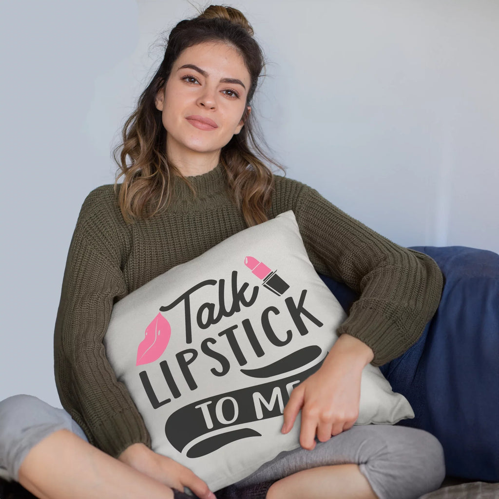 Talk White Beauty IN Lovers, Design Pillow Makeup for to Lips - 18X18 Pink Makeup Merch Cosmetologist, Me Artist Cover, or w/ Gift Themed Lipstick for