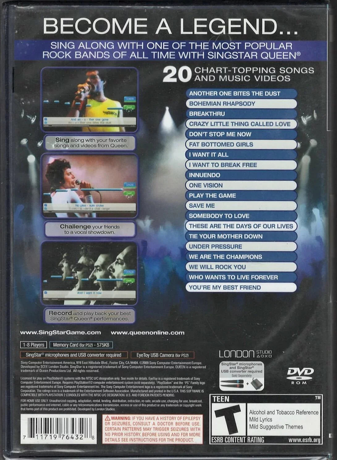 Sealed Playstation-0711719764328 (Brand SingStar Factory Only) (Game Version) Queen PS2 US New