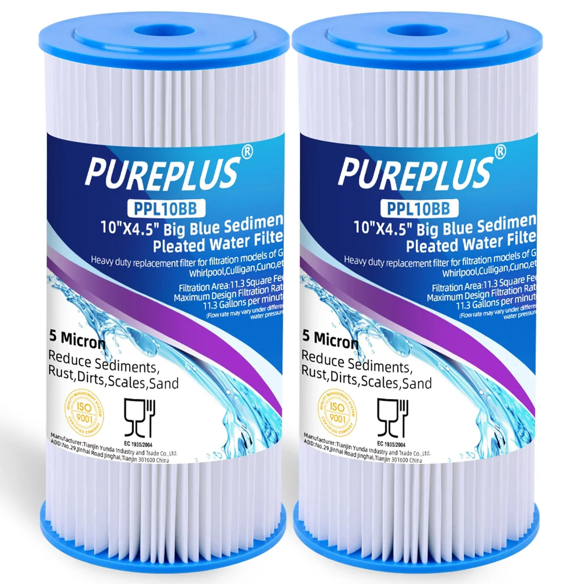 x 2 and Pack FXHSC, 10" Plumber W50PEHD, Whole House FXHSC Water R50-BB Filter, DuPont Replacement GE R50-BBSA, for Culligan WFHDC3001, Pentek PUREPLUS 4.5" GXWH40L, of American