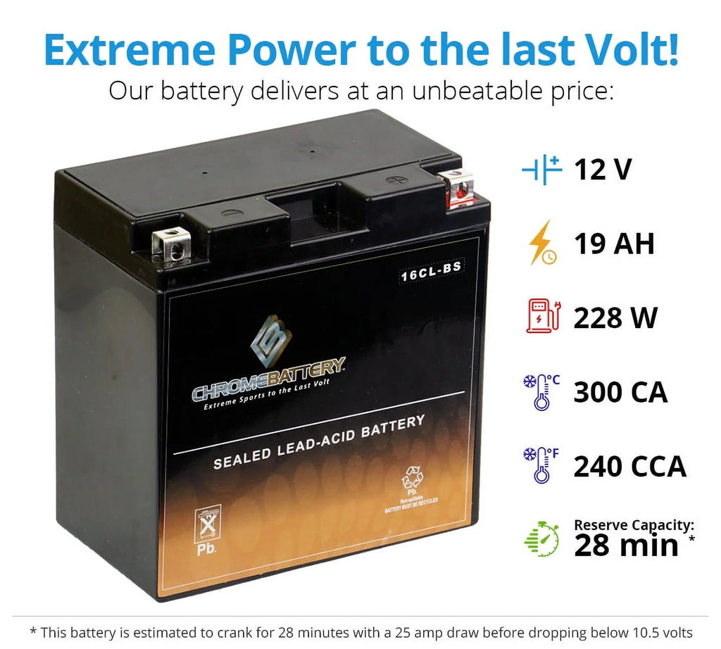 Yb16cl-bs Chrome All for Battery Polaris All Jet Models Battery Years Ski Cc All
