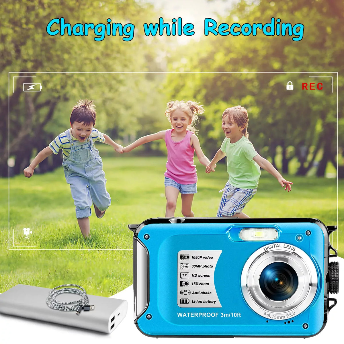 16X for Camera Digital Cameras Camera Recorder Dual 1080P SEREE Full Waterproof Zoom 30 Selfie HD Screens for Underwater Snorkeling Video Youtube MP