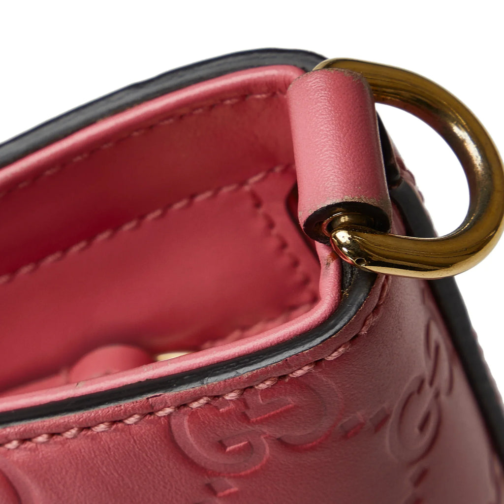 Calf Leather Authenticated Guccissima Pre-Owned (New Pink Defects) Unisex Satchel with