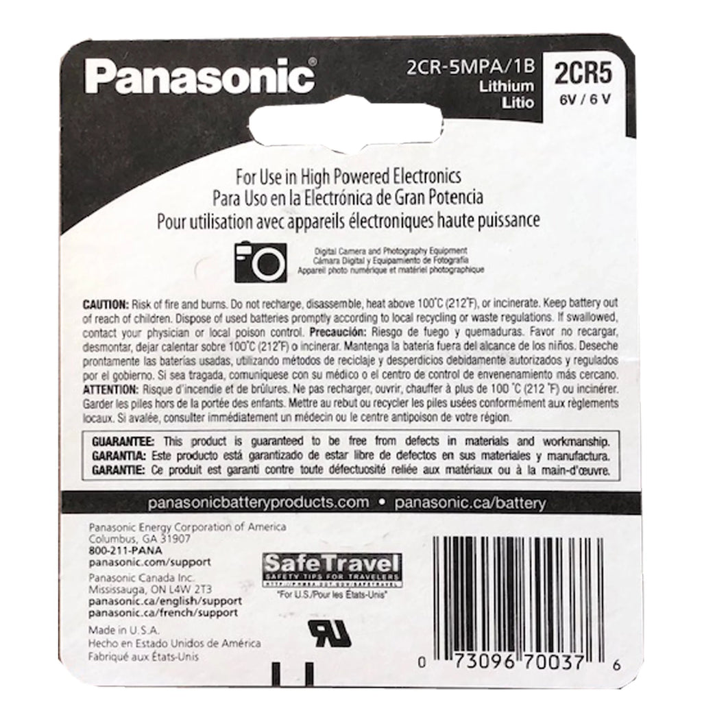 Lithium 6V Battery 2CR5 with Compatible Panasonic XLDL223AB Photo 5x RL2CR5-1,