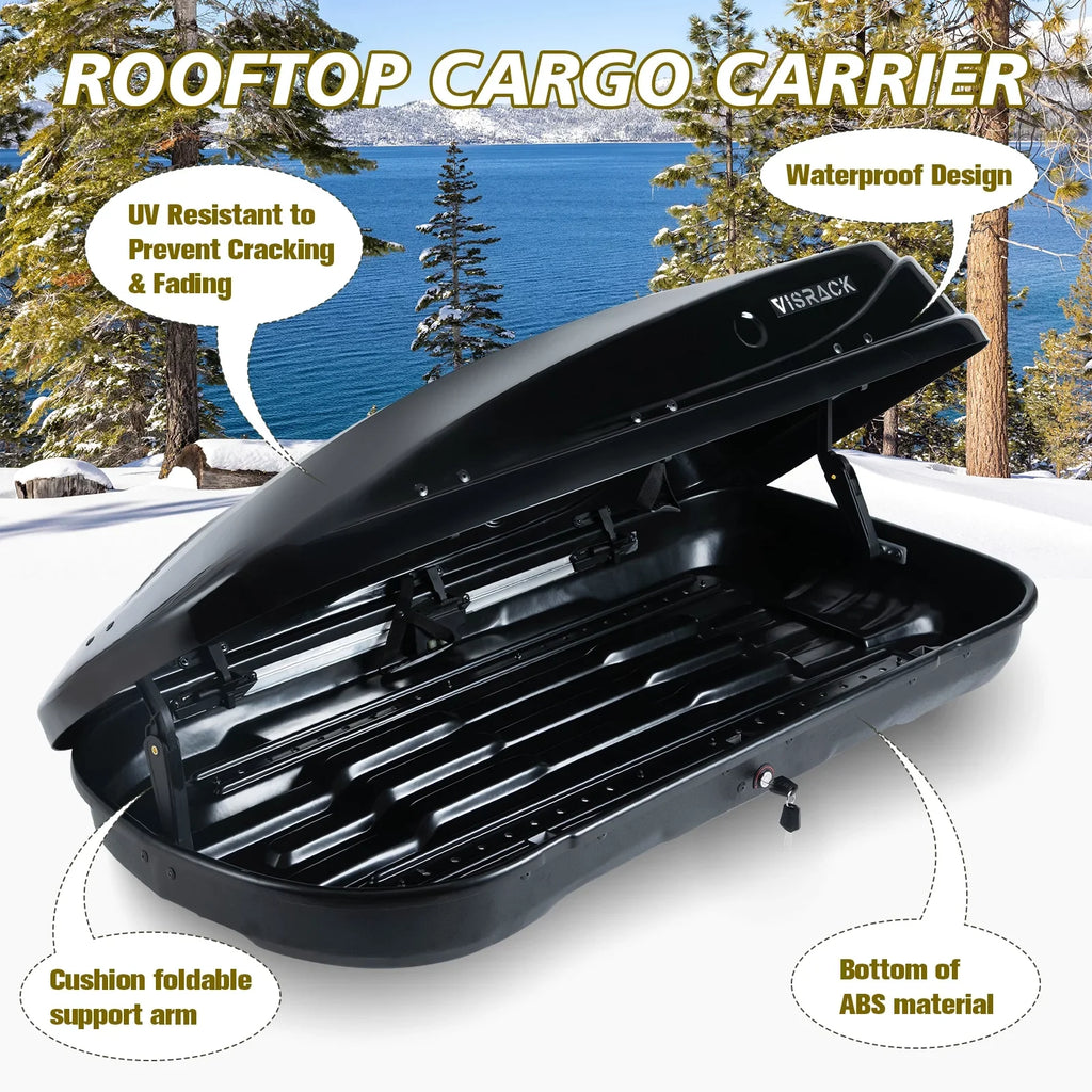 14 for x Cargo Rooftop Rooftop Carrier Large Locks, Hard Cargo 56.3" Box Cargo Shell Box with x 2 Rooftop Double 13.8" SUV 30.3" W Black Waterproof H, ft³ L