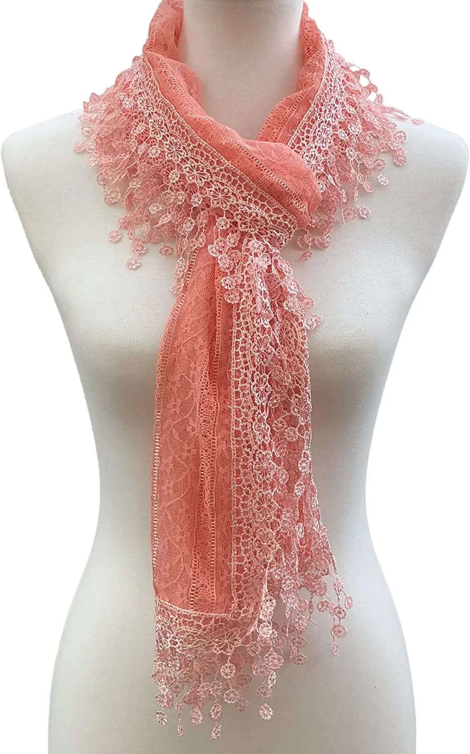 Soft Wendy shawl Lace Scarf Fringes Lightweight Cindy Pink and Women Peach Leaf for
