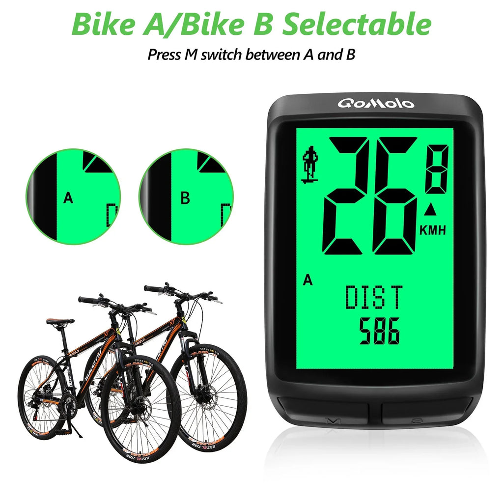 Wake-up Screen Bike Display LCD Bike IPX6 Wireless Multi-Functional Computer Automatic Waterproof Backlight Cycle Large Speedometer, Computer,