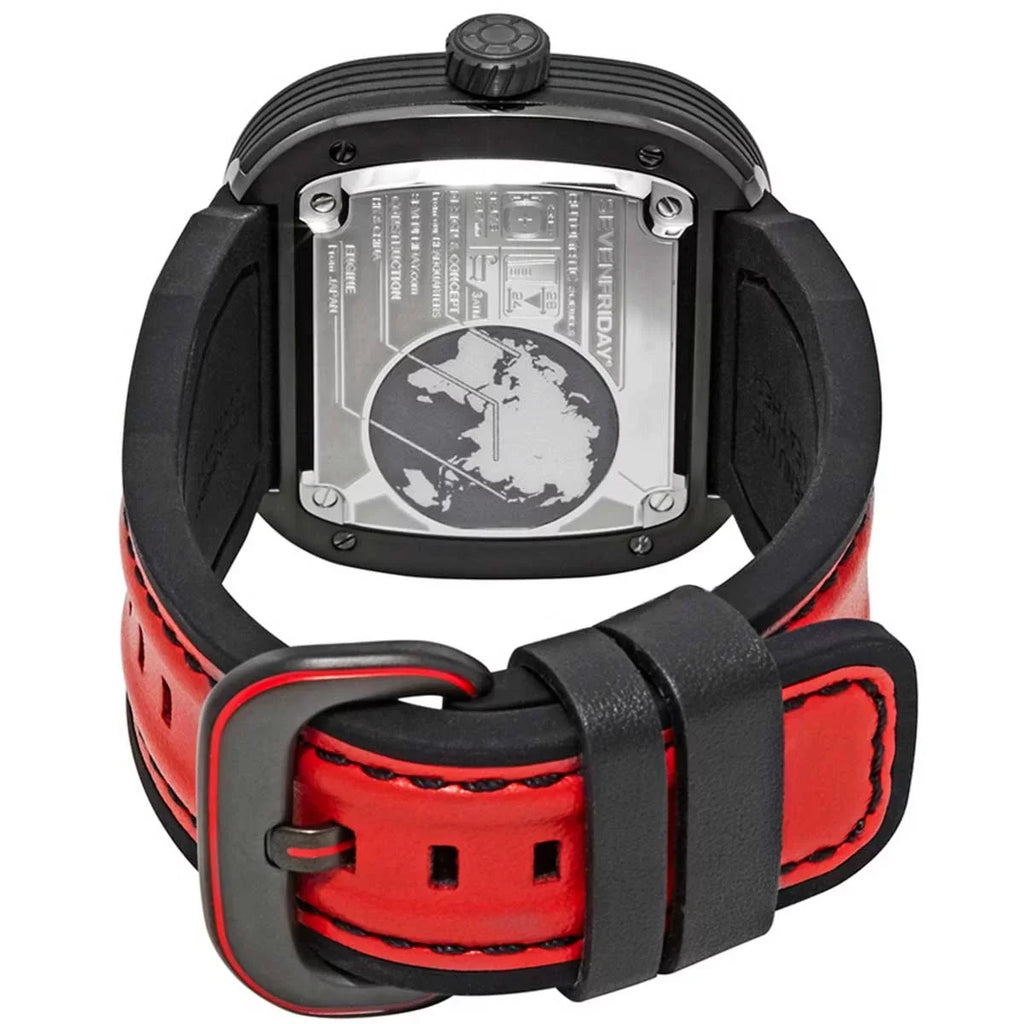 Team SevenFriday Racing and Watch Black Men's Red Dial P3B-06