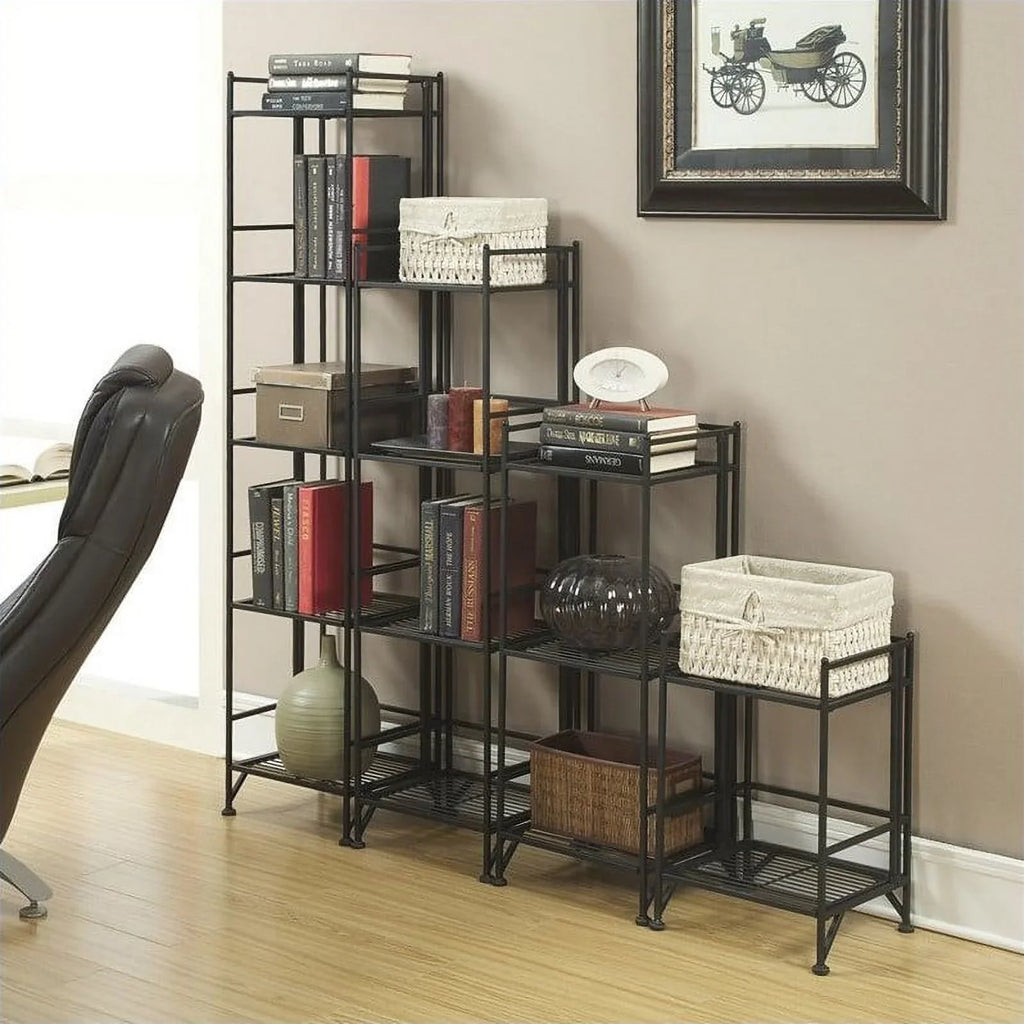 Tier Row Folding Black in Unit Transitional Metal Pemberly Shelf 4