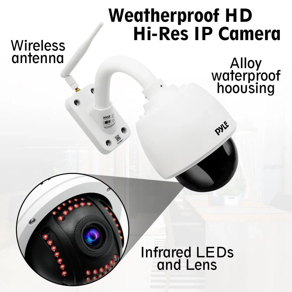in Hi-Res Optical 4x Weatherproof 32g Outdoor Camera Cam IP WiFi - SD Zoom PIPCAMHD47.5 with - PYLE Built HD
