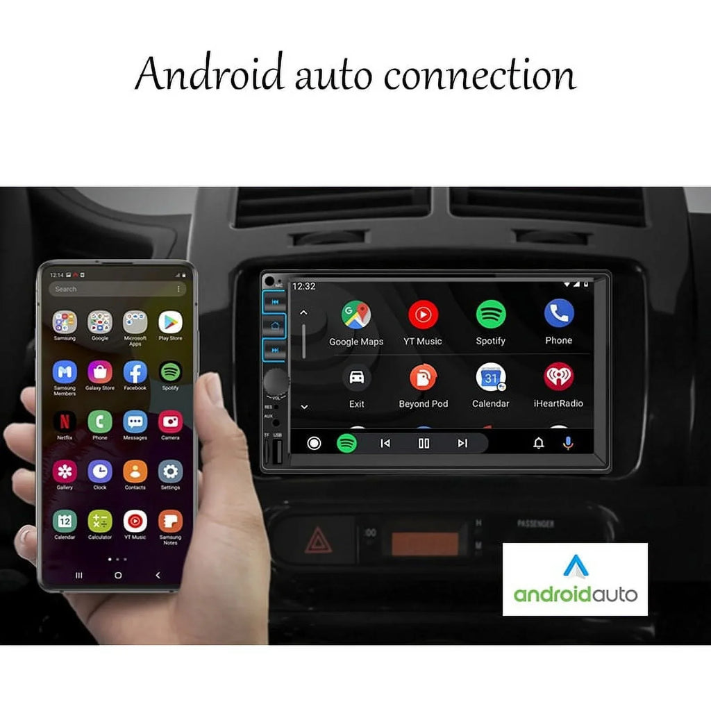 Stereo Link, Touch Car Radio Screen Microphone, , 2 Android Support Display, Bluetooth, Mirror 7'' GPS, Auto Receiver Carplay Din