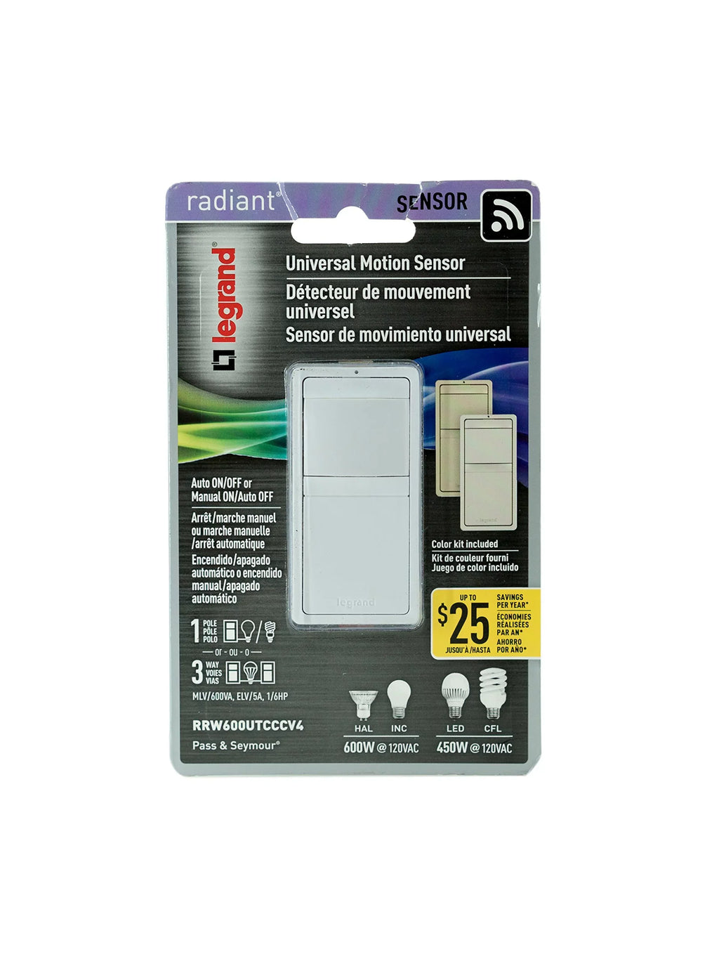 15 pk Radiant amps White Switch Ivory, Motion Light 1 Legrand Sensor Almond,
