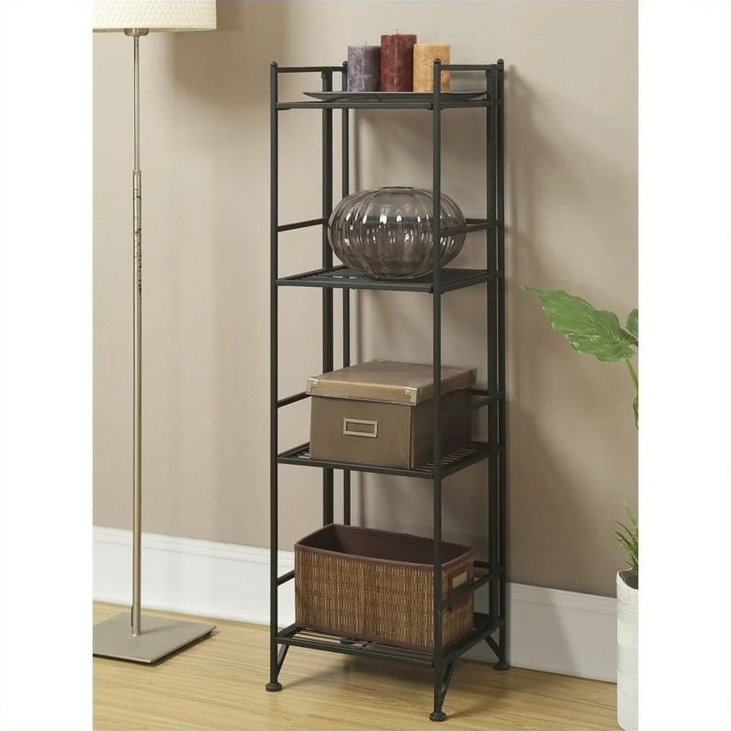 Tier Row Folding Black in Unit Transitional Metal Pemberly Shelf 4