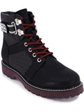 NAUTICA Black Media Boots Womens M Lace-Up Strap 8 Romilly Toe Hiking Mixed Round Logo