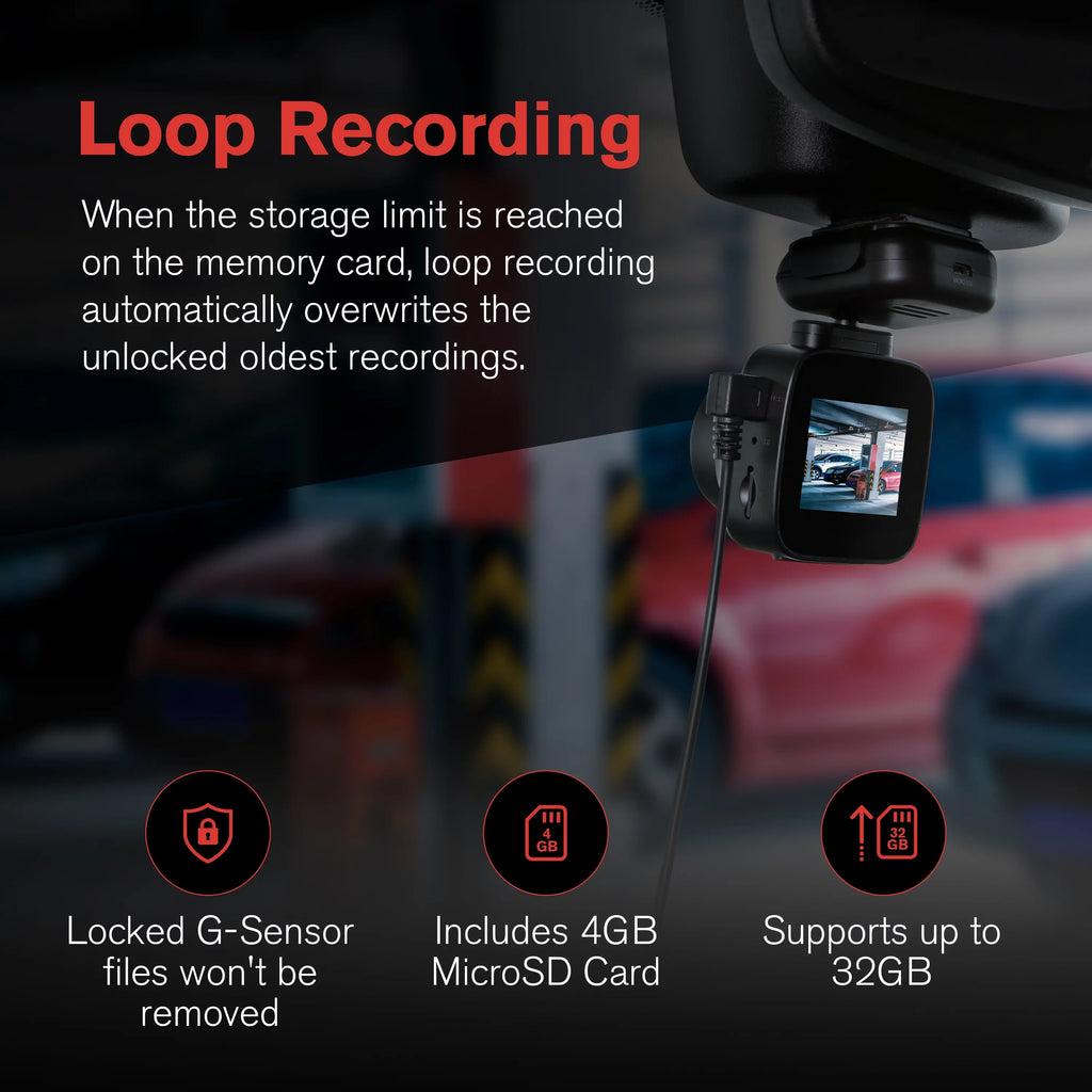 Recording Record 2.4" App, YADA Technology Angle Park Lense, with Wide with Mode, LCD 140 1080p and Screen, Loop G-Sensor Roadcam Degree