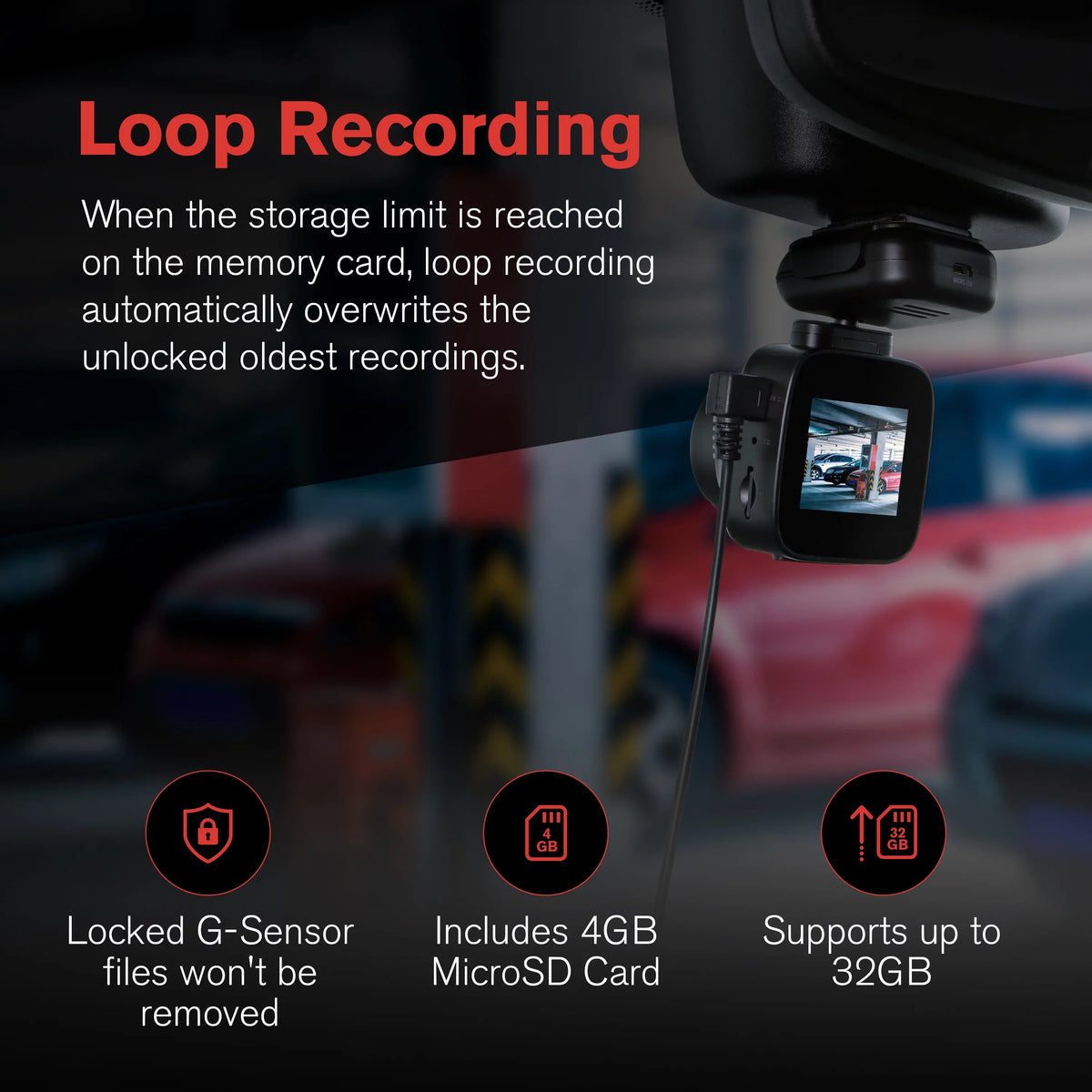 Recording Record 2.4" App, YADA Technology Angle Park Lense, with Wide with Mode, LCD 140 1080p and Screen, Loop G-Sensor Roadcam Degree