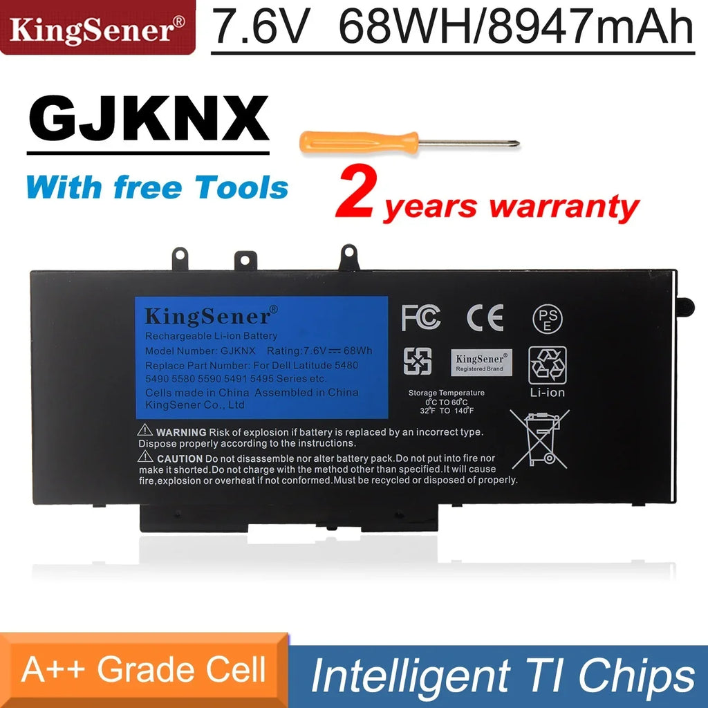 For For 68WH M3520 GJKNX 5490 7.6V Latitude 5480 GD1JP Battery Laptop Precision Kingsener M3530 5590 5580