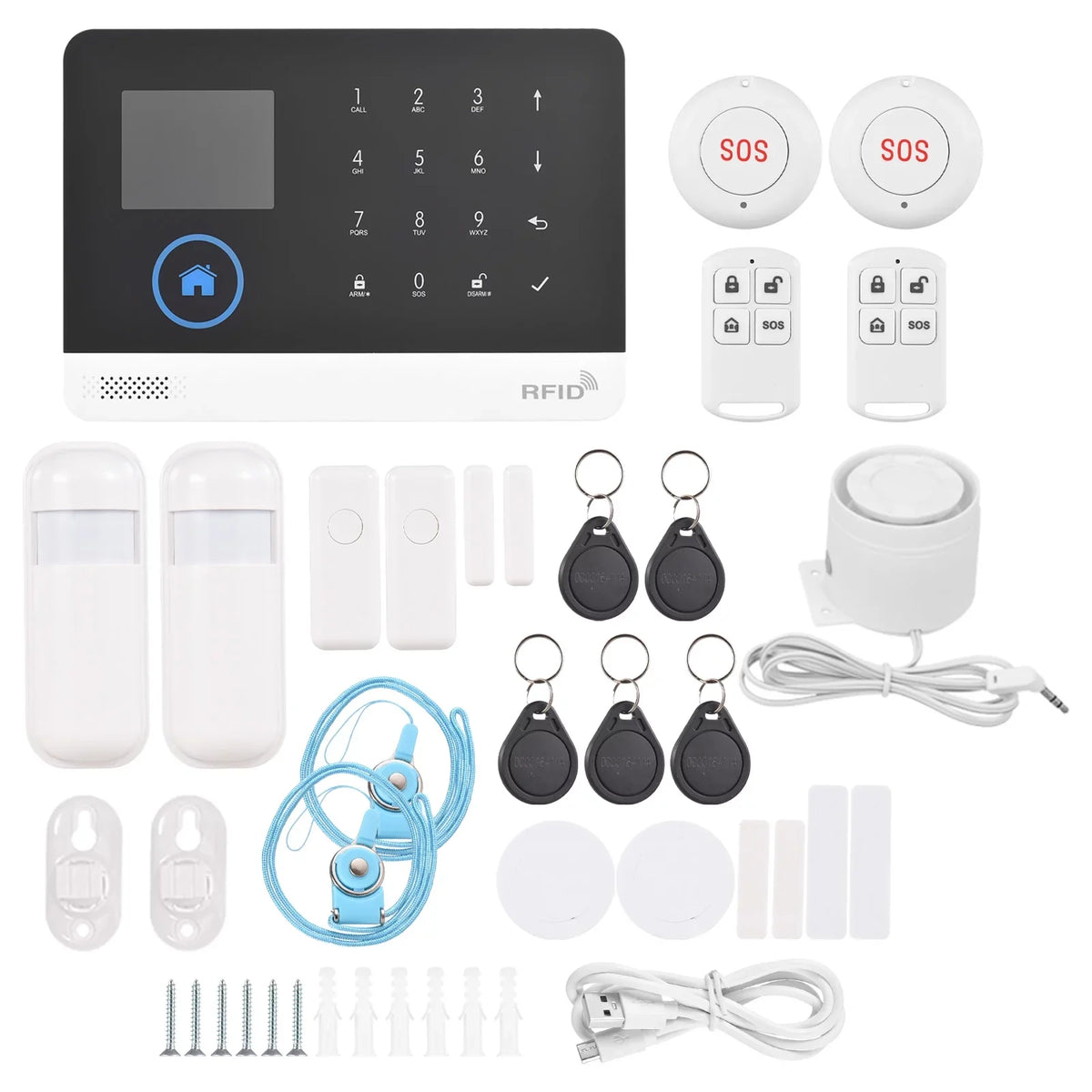 Remote Smart Motion Home Burglar Sensor Compatible Voice System Home Wireless LCD Display System Door WIFI Control APP Control Alarm with PIR 433MHz + Alarm Auto-dial GSM Sensor Phone