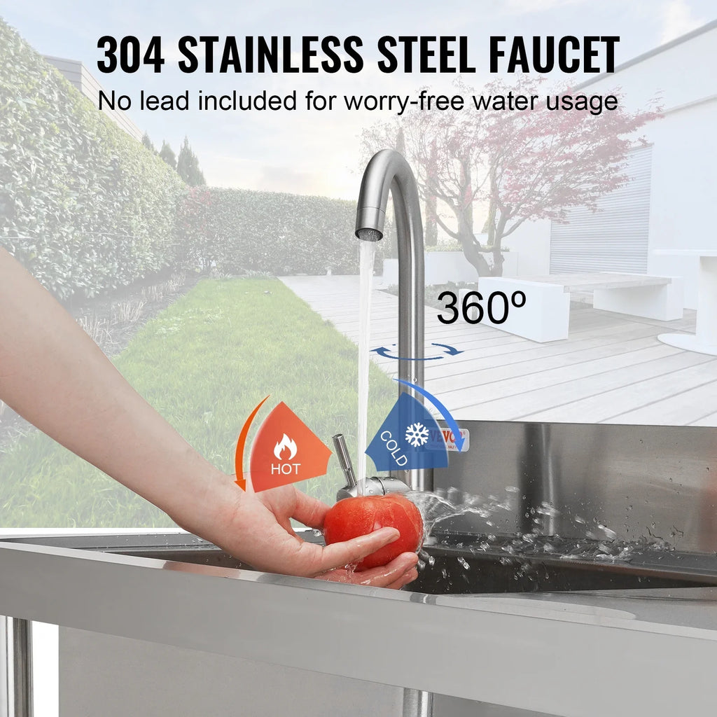 47.2x19.7x37.4 in Steel BENTISM w/Workbench Single Bowl Utility Sink Stainless