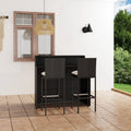 Backyard, Bar Patio and Patio, Table with Bar Footrest Set Chair Piece Furniture Anself and Garden, Black 3 Bar Rattan Balcony, Backrest 2 for Cushioned Poly Outdoor Stool