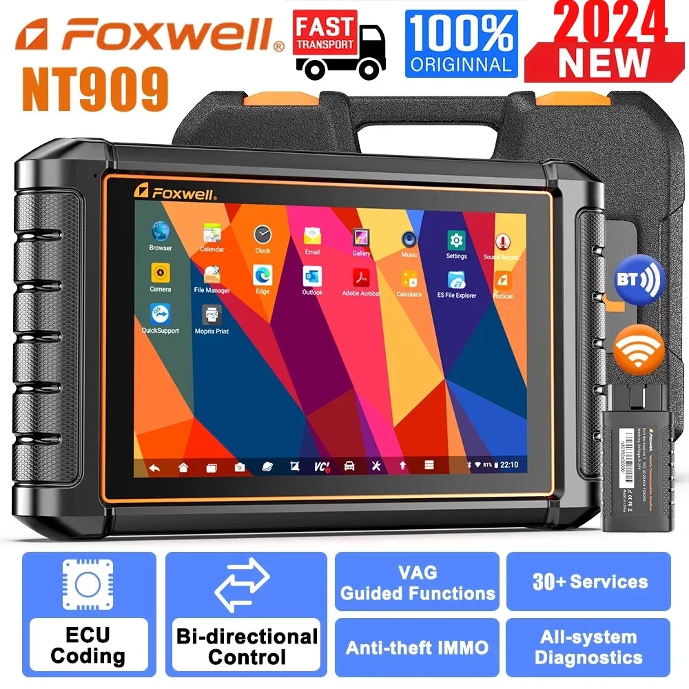 Tool Analyzer Systems Automotive OBD2 OBDII AutoAuth Scanner Active Services Code Scan NT909 FCA Scanner AutoVIN Diagnostic Reset Control Car Vehicle All Reader 30+ Foxwell Bi-directional Test