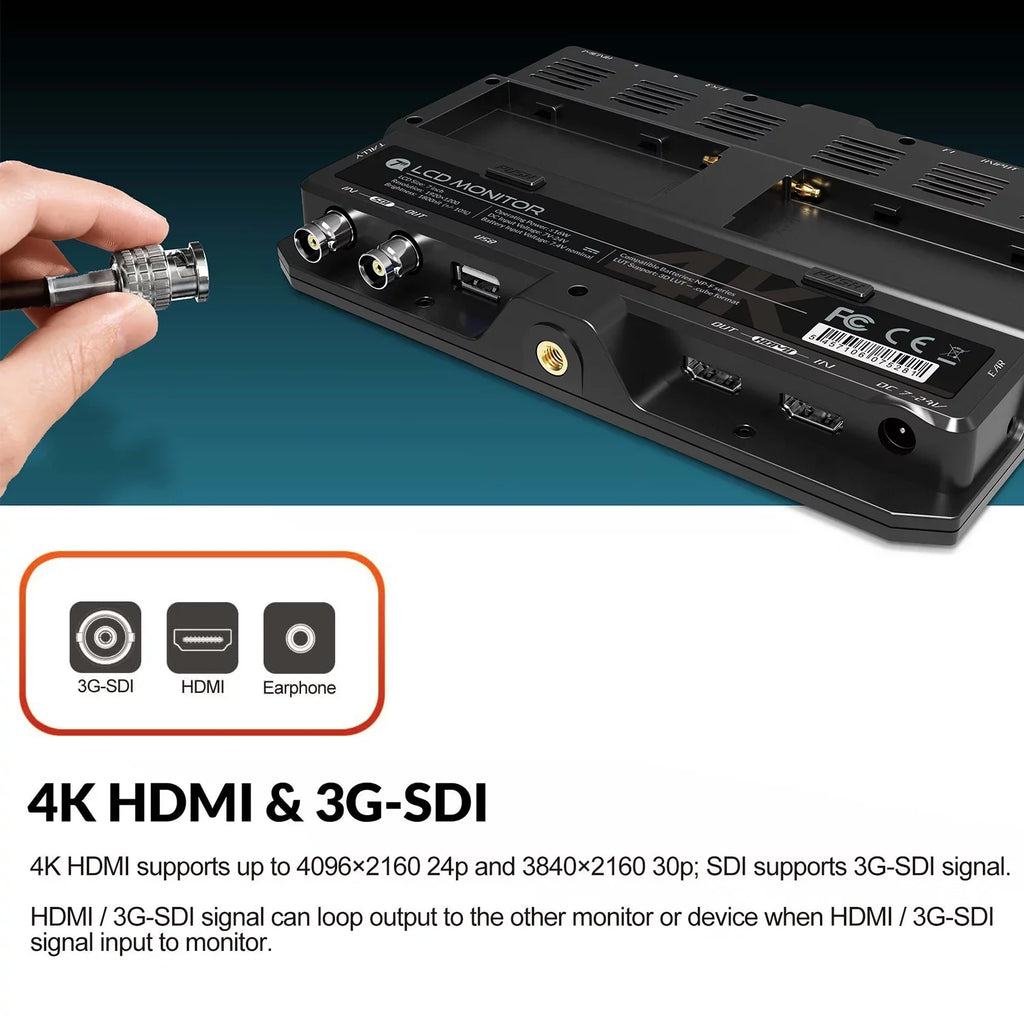 On- & Brightness Monitor Resolution Support H7S Output Full & with 1800nit Ultra HD Photos Functions LILLIPUT 3G-SDI 4K- HDR Viewable 4K Inch Sunlight Taking for 7 Creating Input 3D-LUT Movi