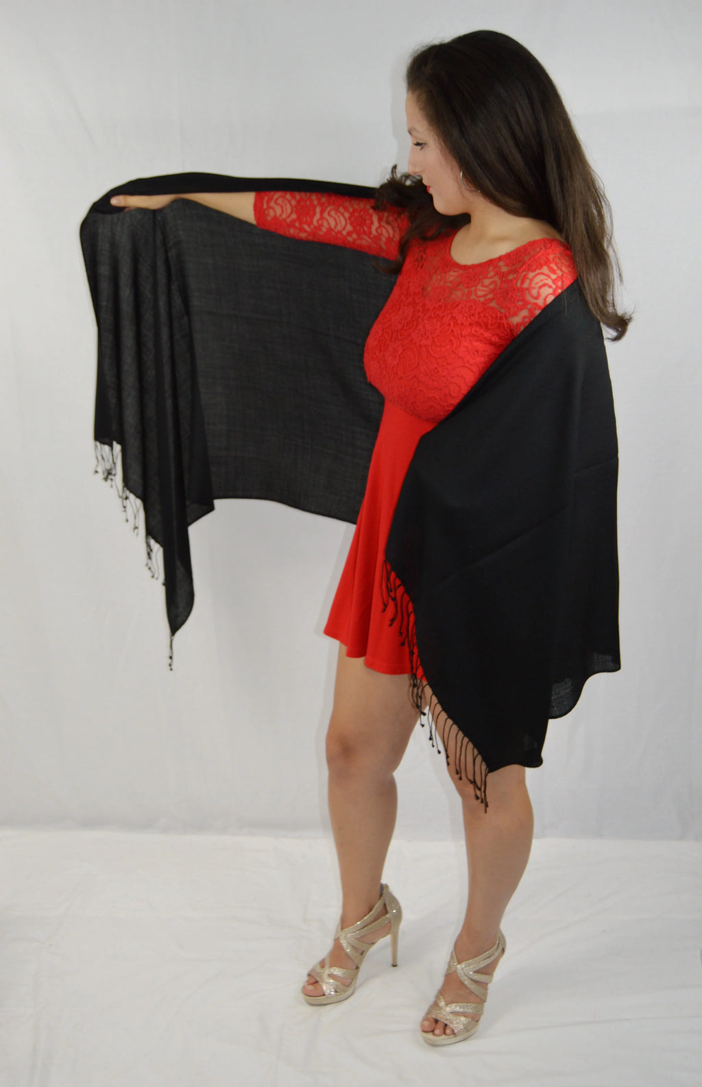 Shawl) weight Pashmina Shawl/Scarf/Scarves Regular (Black Shawl/Summer Shawl/Pashmina Shawl/Evening Shawl/Sheer Shawl/Water Shawl/Light Fancy