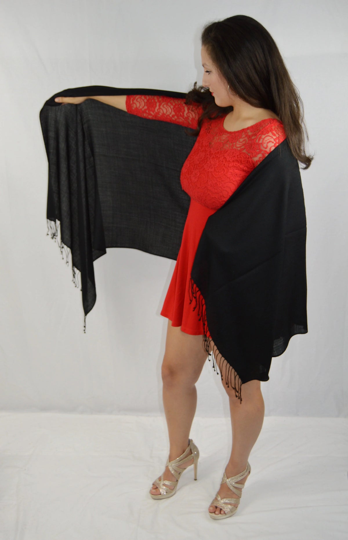 Shawl) weight Pashmina Shawl/Scarf/Scarves Regular (Black Shawl/Summer Shawl/Pashmina Shawl/Evening Shawl/Sheer Shawl/Water Shawl/Light Fancy