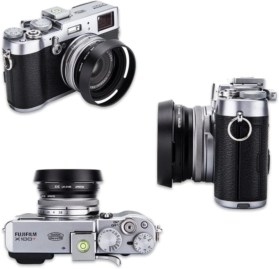 Hood Lens Aluminum X100T Fujifilm -Black Set Alloy Replace Fuji LH-X100 Adapter X100F X100S X100 Ring & X100V Hood Lens Fuji X70 for Shade JJC Lens