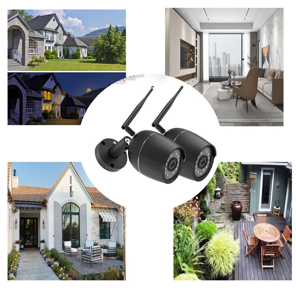1080P Alert Home Audio, WiFi 2 Security Bullet Cameras for Cameras, Detection Outdoor Metal Camera Pack Two-Way Motion Waterproof Security Full Case