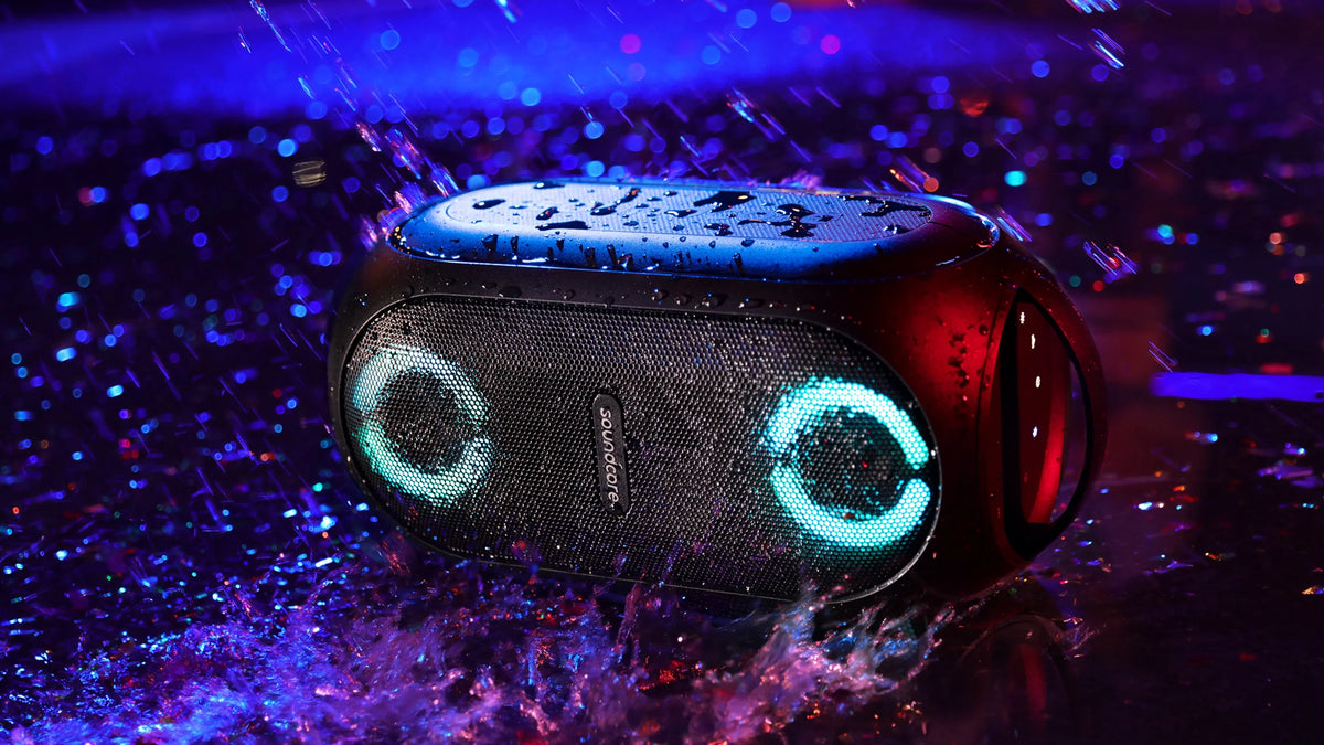 | A3390Z12 | Anker- Black Portable | IPX7 Playtime 80W PartyCast by Soundcore | Waterproof Speaker 18-Hour | Rave