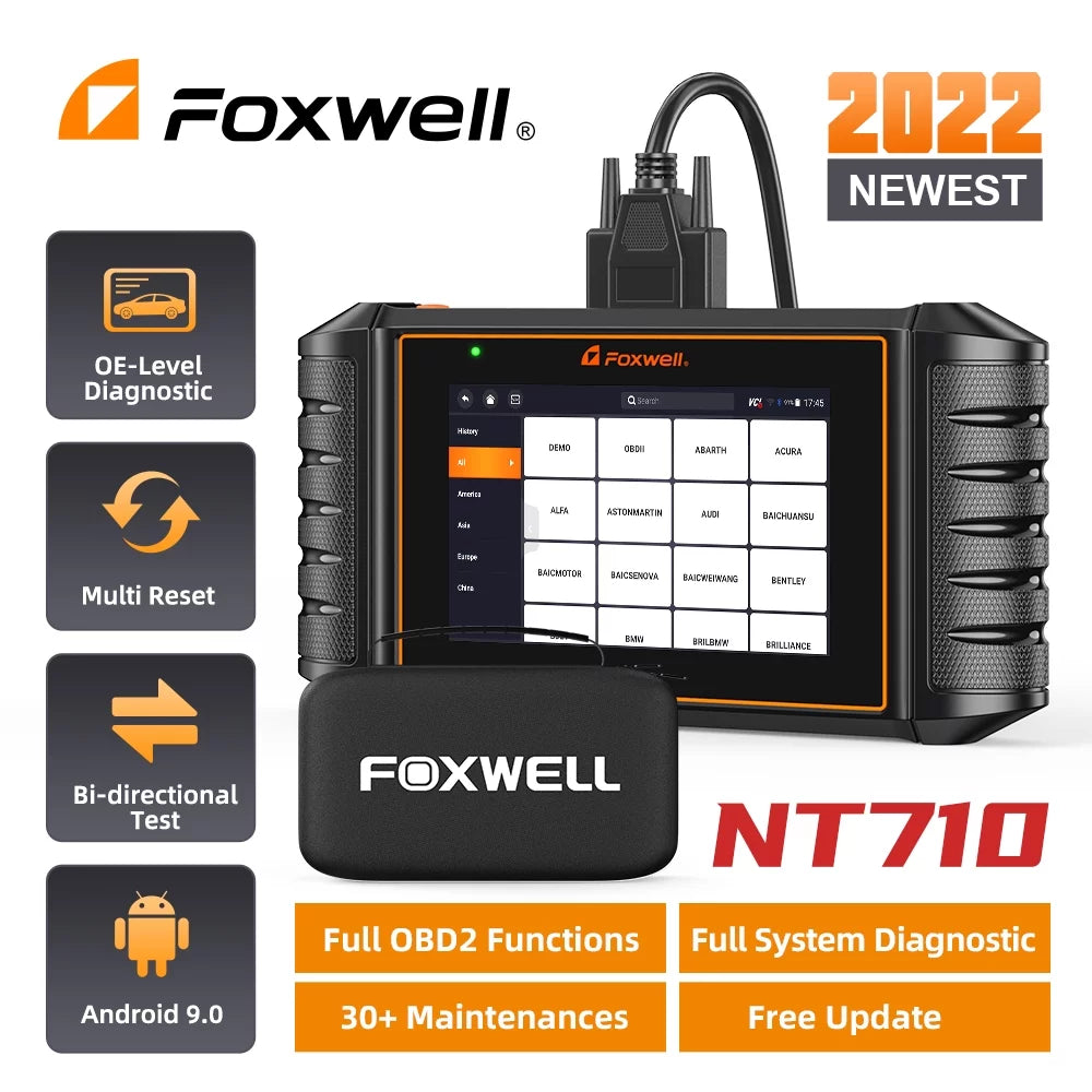 Scanner Code Service Scanner Auto Analyzer Control Bi-Directional 30+ OBD2 Scanner NT710 Automotive Scan Scanner Automotive System Diagnostic Reset Full Wireless Foxwell Reader Tool Car Automotive