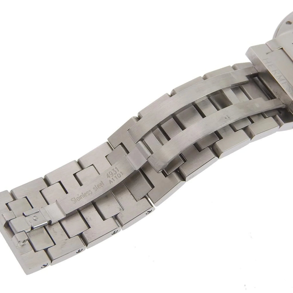 Hermes Steel Pre-Owned Watch White Dial Nomad Silver Stainless Display Quartz (Fair) NO1.710 Men's Made Swiss Analog