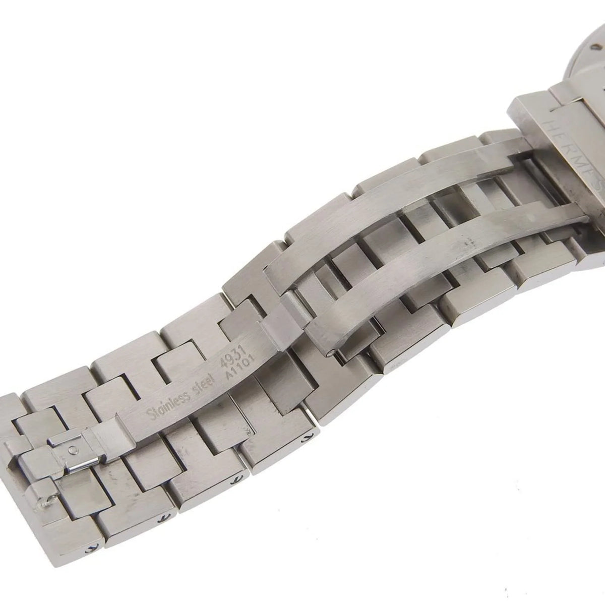Hermes Steel Pre-Owned Watch White Dial Nomad Silver Stainless Display Quartz (Fair) NO1.710 Men's Made Swiss Analog