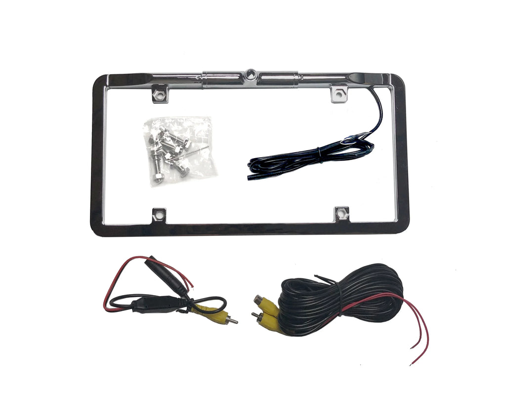 License Camera Plate (Chrome) Full-Frame Active Lines Parking VTL275TJ - with Slim Ultra BOYO Backup