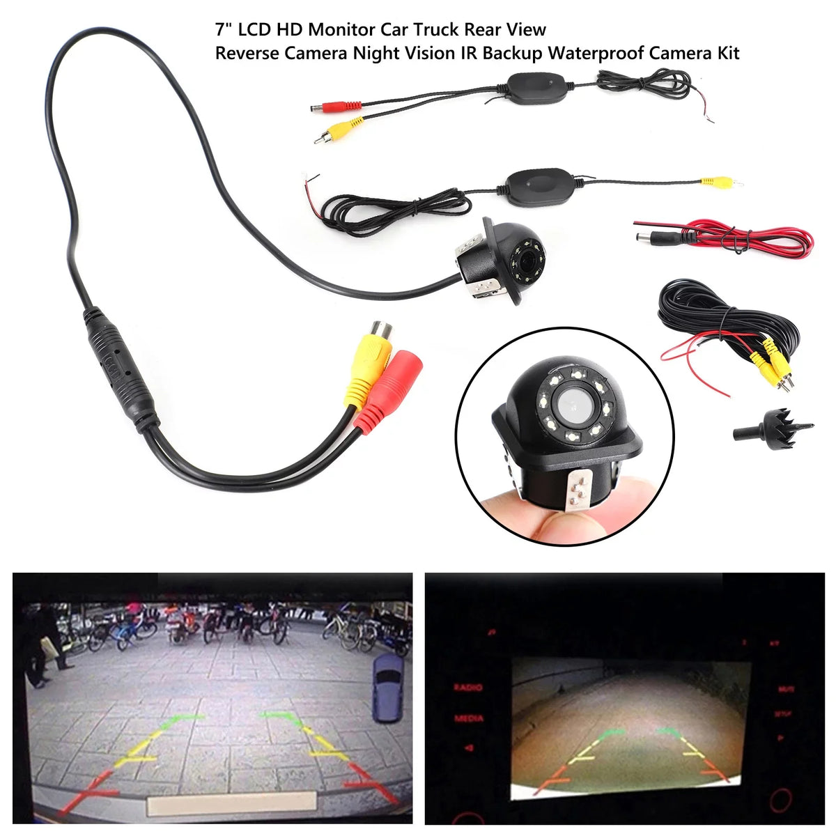 Car Reverse Backup 170° 8 View Night Rear Kit Wireless View CMOS LED Camera HD