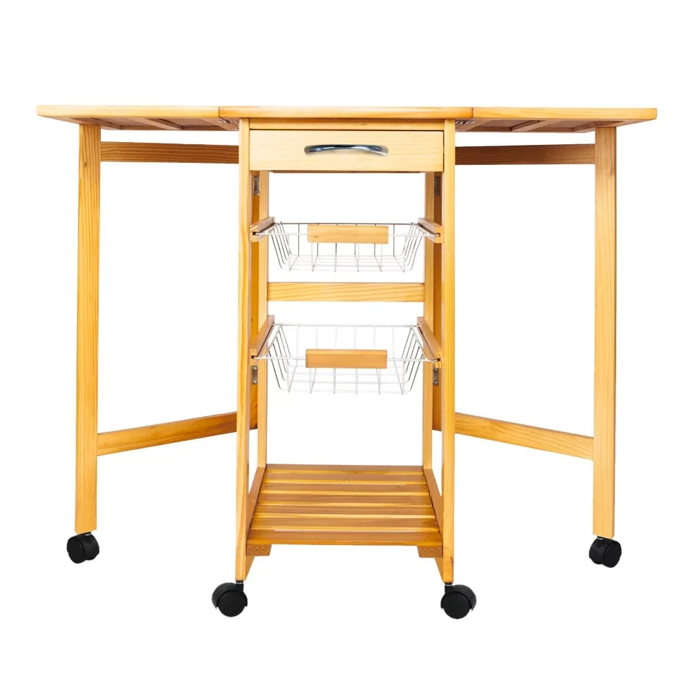 Island Zimtown Protable Rolling Drawers Basket,Folding with Trolley Cart Storage Leaf Kitchen Drop