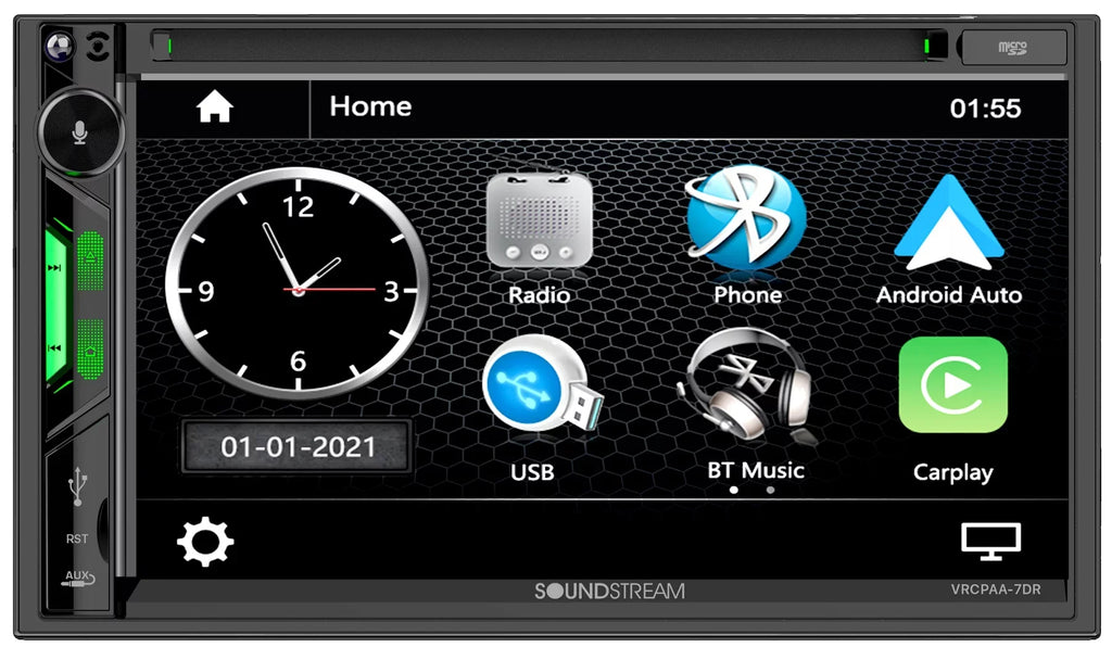 Receiver Monitor DVD 7" Soundstream AUTO+Camera w/CARPLAY/ANDROID Car VRCPAA-7DR