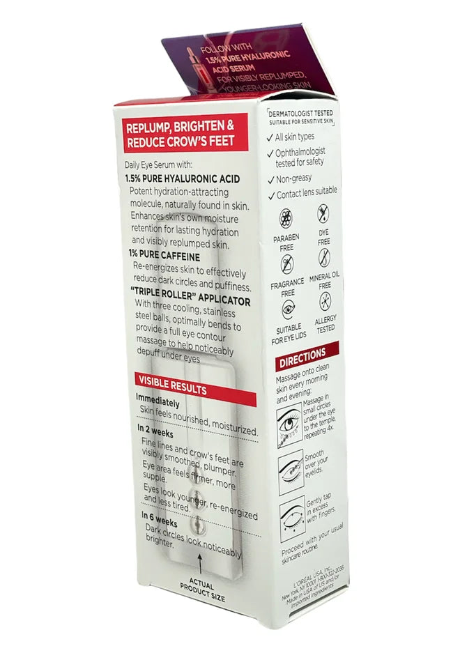 Eye Acid+Caffeine L'Oreal Intensives Revitalift 0.6oz Derm Serum 2.5% Hyaluronic