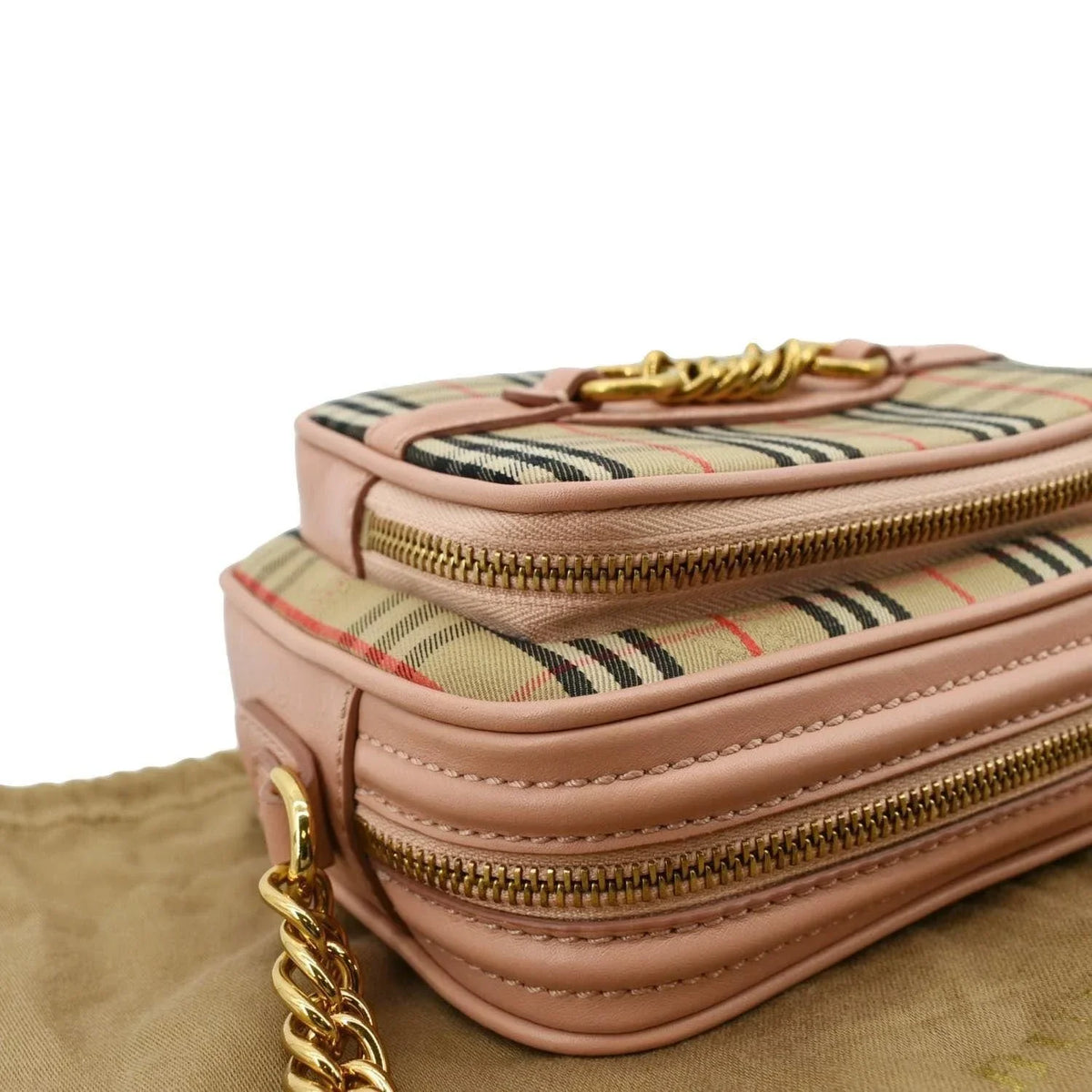 Camera Pre-owned Link Knight Bag BURBERRY Crossbody Pink Light 1983 Check