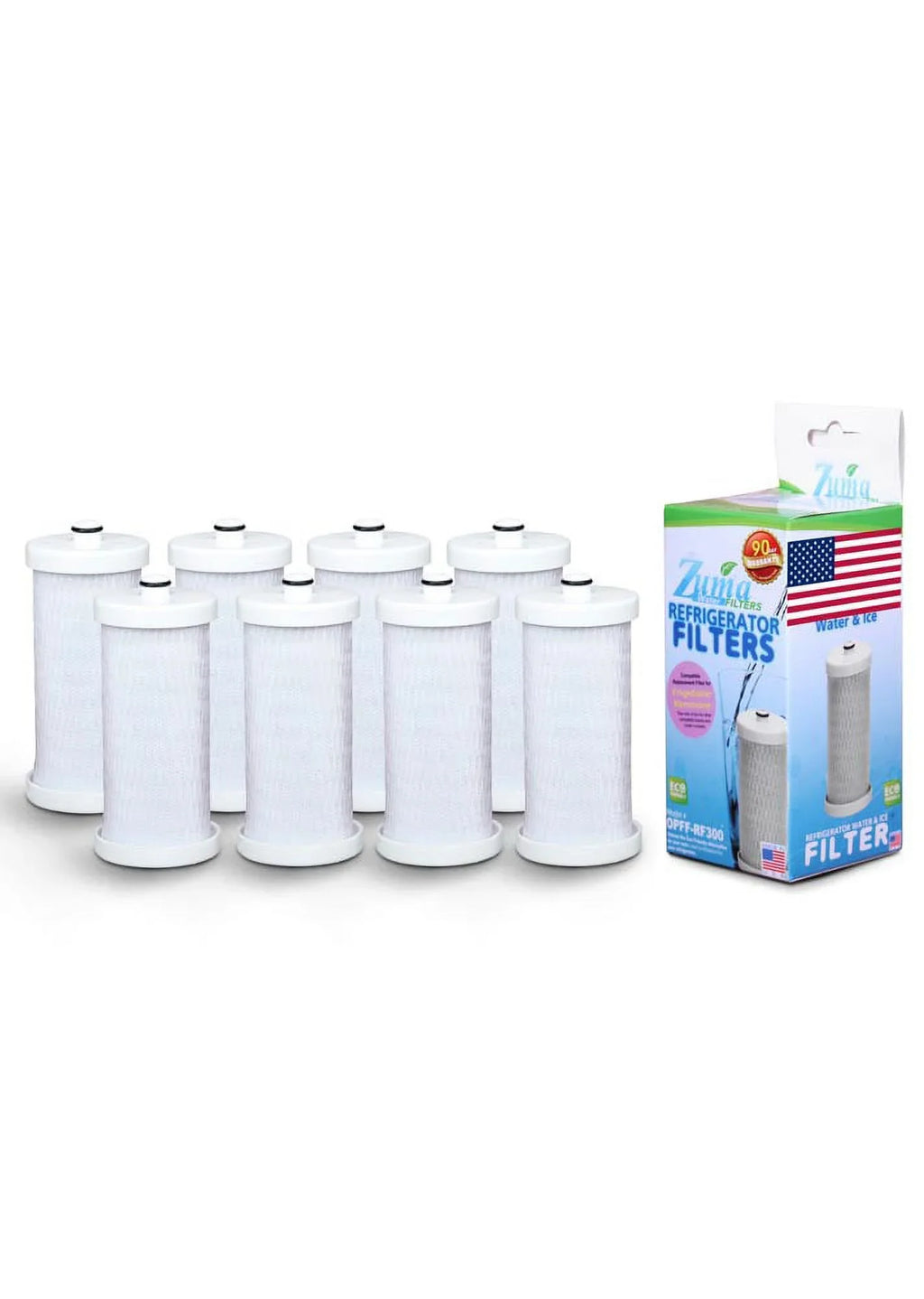 Model Ice , with Brand Frigidaire® OPFF-RF300 Filter Compatible , and Made , # NGRG-100 U.S.A. ZUMA Water - in 8 Pack -