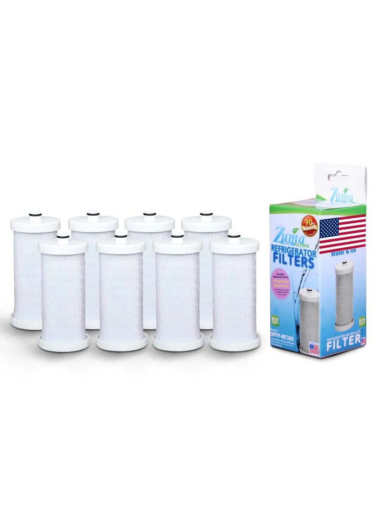 Model Ice , with Brand Frigidaire® OPFF-RF300 Filter Compatible , and Made , # NGRG-100 U.S.A. ZUMA Water - in 8 Pack -
