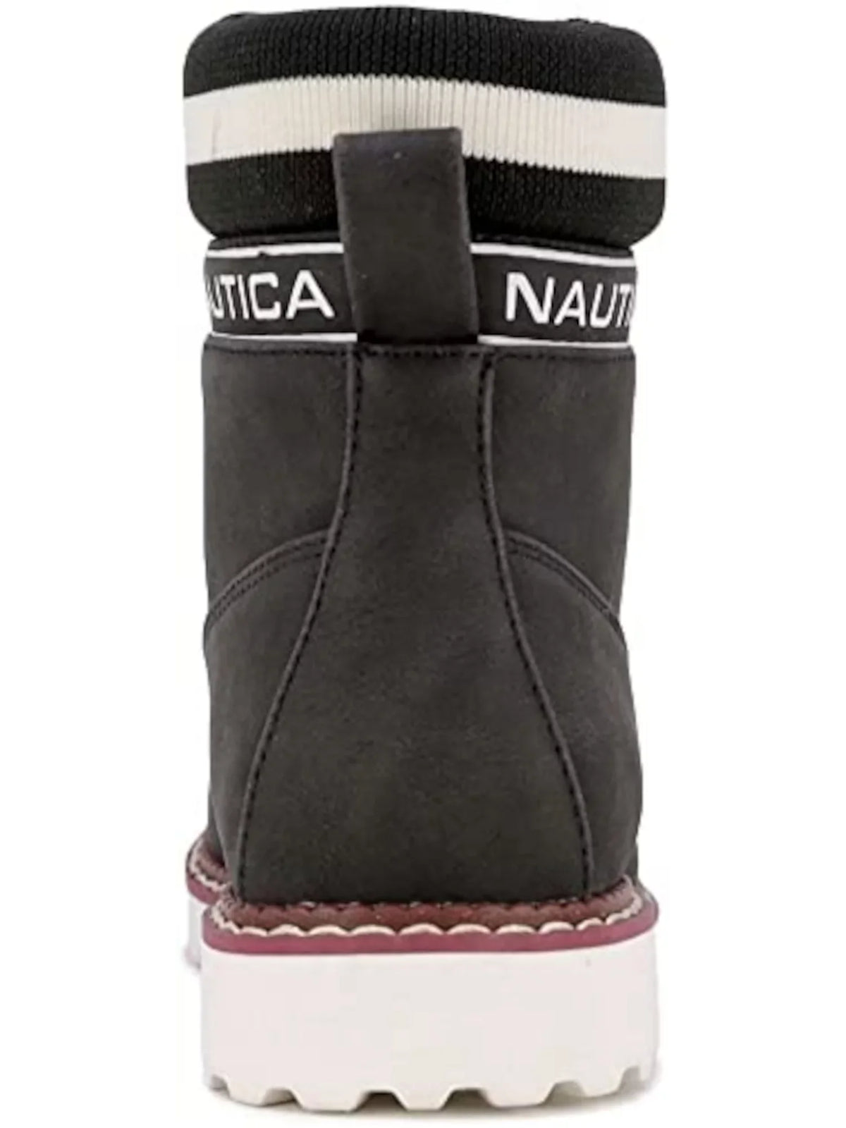 NAUTICA Black Media Boots Womens M Lace-Up Strap 8 Romilly Toe Hiking Mixed Round Logo