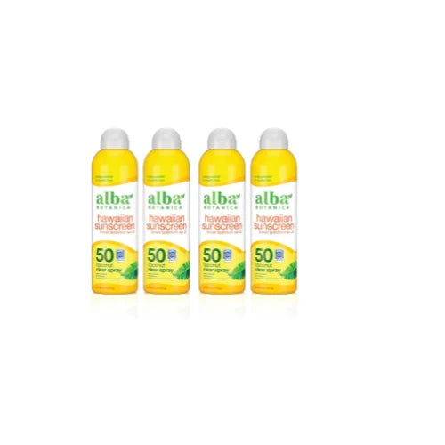 50, (4pack). 8 Nourishing Spray, SPF Fl Clear, Clear Alba Hawaiian Sunscreen Botanica Coconut, Oz