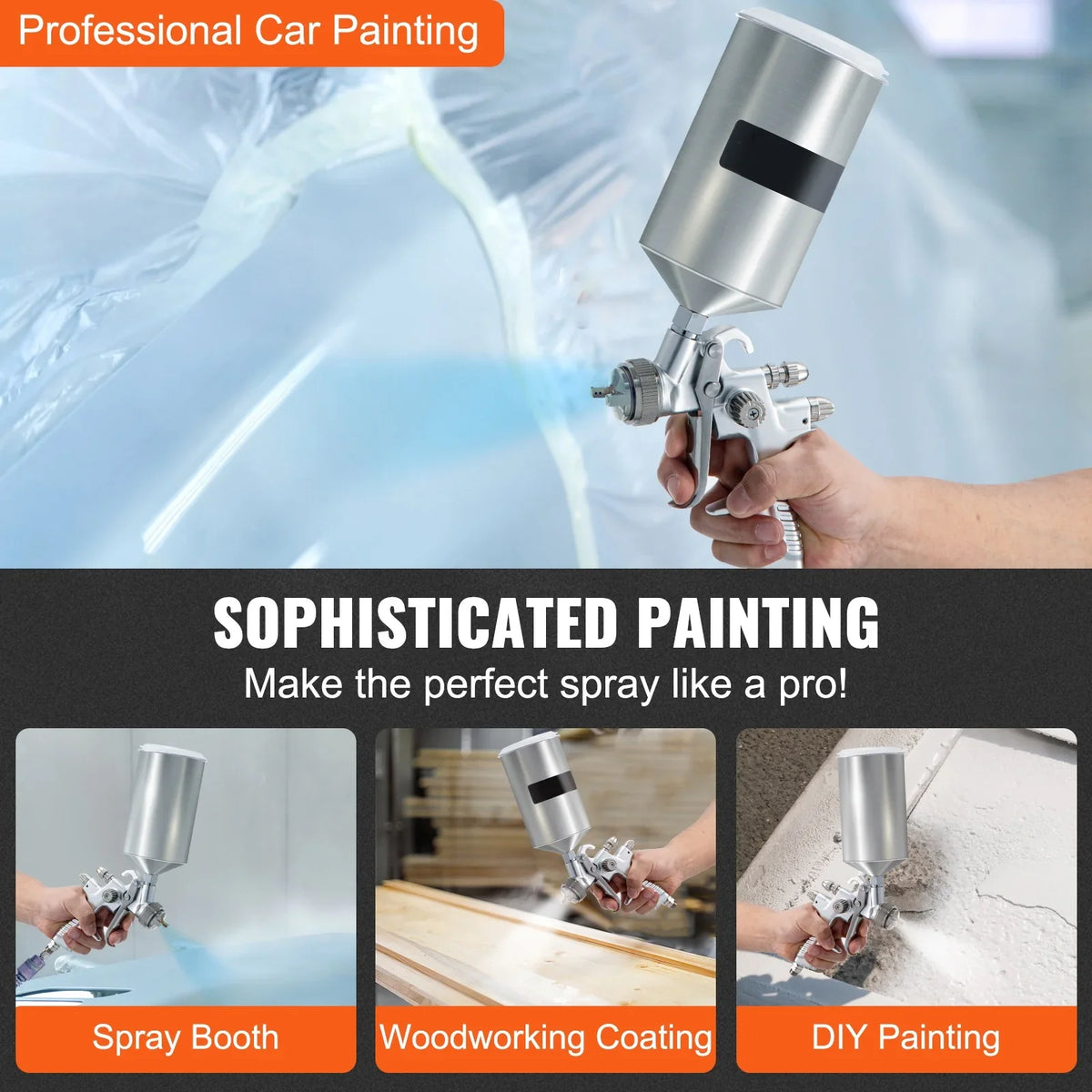 Performance Spray Paint, Fluid Coat Spray Clear/Top Automotive & Primer, Gravity Sets, Gun, 1.3/1.7mm Touch-Up Tip Aluminum Auto Stainless 1000cc SKYSHALO HVLP for Feed with Cup High Gun