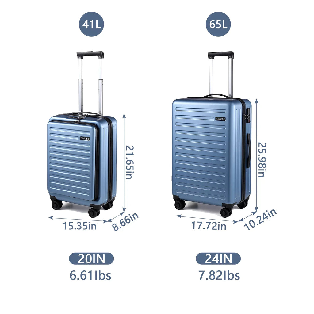 20 Inch Only ABS+PC Expandle, Laptop 20/24 Front with Set, Wheels, 37~41L Lock Pocket & Spinner Luggage 65L, Blue Inch & Hardshell TSA 2 + 20 Suitcase 24 Piece with Ice Lightweight