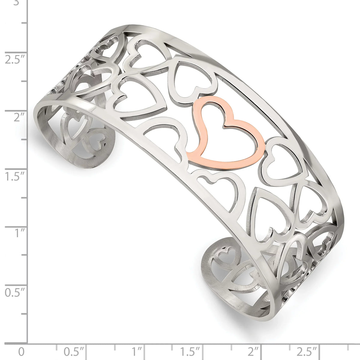 Hearts Cuff Primal Steel Stainless Rose Steel Bangle Plated IP