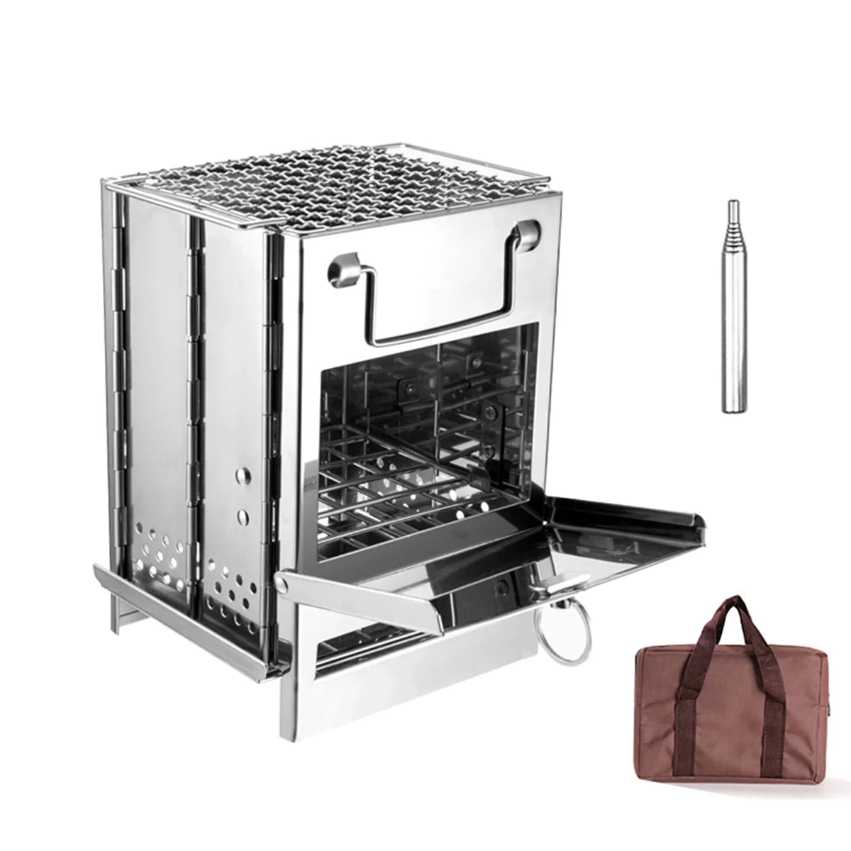 Folding Blowpipe Burning Backpacking Bag with Camping Carry Kit Cooking Hiking Grill Arealer Stove for Wood BBQ