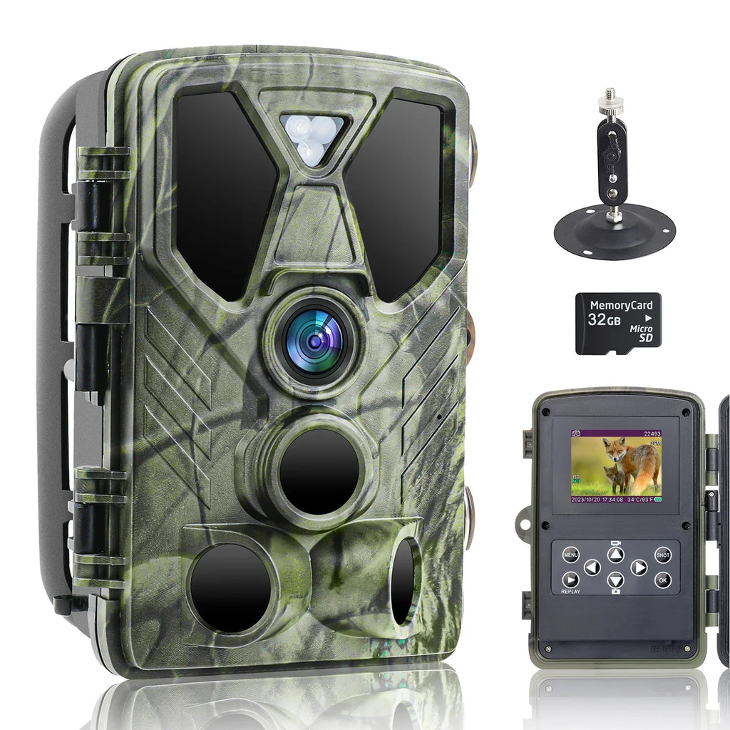 Waterproof TF 32GB Camera Monitors Trail Vision 36MP with Camera IR Trail Hunting LED Card 4K Trail Night Wildgame Wildlife SuntekCam Hunting with HC-812A Monitor