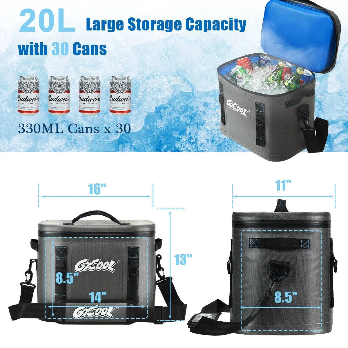 Cooler Bag Picnic For Portable Gymax Water-Resistant Soft 30 Cans Insulated Leak-Proof